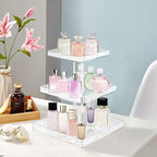 YAGELI Perfume Organizer for Women - Large 3-Tier Clear Acrylic Cosmetic Storage for Bathroom, Vanity & Dresser | Makeup Jewelry Display Stand | Non-Slip Base, Sturdy & Scratch-Resistant