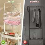 3Pack Sweater Drying Rack Flat Mesh Foldable, 3 Tier Folding Clothes Mesh Dryer Flat with Fixing Band, Large Hanging Collapsible Drying Racks for Laundry Indoor T-Shirt Swimsuit Sweater Underwear