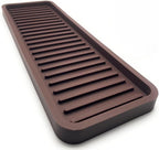 Happitasa Silicone Kitchen Sink Organizer Tray, Sponge Holder and Countertop Protector | Bathroom and Kitchen Soap Dish and Dispenser Tray (Dark Chocolate, 12"x4", 9.2 Ounces)