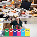Collapsible File Organizer Box with Handle – Cardboard Hanging File Folder Storage Crate for Desk, Office, School, or Home – Colorful Portable Filing Box, Document Organizer, Magazine Holder