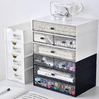 Desktop drawers, stackable plastic drawers, stationery and office supplies (Black, 2 Compartment)