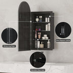Recessed Medicine Cabinet with Mirror,Black Arched Medicine Cabinet,Arch Bathromm Medicine Cabinet Recessed,Metal Edge Bathroom Mirror with Storage,Surface Mount Mirrored Cabinets 16x31