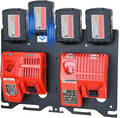 3-in-1 Metal Wall Mount for Milwaukee Chargers Batteries Drills Storage Rack for 4x 18V Battery Packs Bracket Holder for 2x M12-18C Charger/2x M12-18FC Charger/1x M18 DFC, Power Tool Organizer