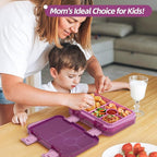 Bento Lunch Box for Kids, 6 Compartments BPA Free, Dishwasher Safe Back to School Snack Bento Lunch Containers Boxes, Ideal Portion Sizes for On-the-Go Meal, Shiny Rose