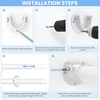 2 Pack Closet Rods for Hanging Clothes, 17 to 69 Inch Heavy Duty Stepless Adjustable Closet Hanging Rod, 1.3 Inch Diameter Metal Closet Rod for Wardrobes Laundry Bedroom RV, White