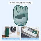 Upgraded 100L Extra Large Collapsible Laundry Baskets, 2 Pack XL Mesh Pop Up Laundry Hamper with Handles, Portable Travel Laundry Basket, Foldable Hamper. Green