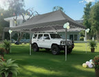 COBIZI Carport 10x20 Heavy Duty Pop Up Portable Garage, Alloy Steel Frame Car Canopy Outdoor Shelter Waterproof & UV Protected with Windproof Ropes & Built-in Sandbags for Car Truck Boat, Gray