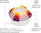 Joseph Joseph Nest Lock 8-piece Plastic BPA Free Round Food Storage Container Set with Lockable Airtight Leakproof Lids - Multicolor