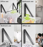 FOLAI 3-Piece Drill-Free Folding Clothes Drying Rack, 160cm Crossbar, Suitable for Bedroom, Bathroom, Indoor and Outdoor Use, Basics Folding Clothes Rack (Black)