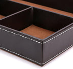 BTSKY 4 slots Desk Drawer Organizer, PU Leather Drawer Storage Organizer Divider for Office Desk Supplies Value Collection and Accessories Multi-Purpose Storage Desktop Organizer Tray(Brown)