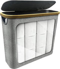 2025 Foldable Toilet Paper Basket with Lid,Large Capacity Holder for 9-12 Rolls, Stores Toilet Paper, Towels and Bathroom Essentials