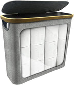 2025 Foldable Toilet Paper Basket with Lid,Large Capacity Holder for 9-12 Rolls, Stores Toilet Paper, Towels and Bathroom Essentials