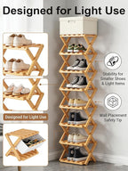 The 9-Tier No-Assembly Bamboo Rack, New Upgrade 9 Tier Bamboo Shoe Rack, Space-Saving Tall Narrow Accordion Shoe Rack for Entryway Closet Dorm (Brown-4)