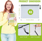 12 Pcs Plastic Mesh Zip File Bags, Waterproof Tear-Resistant Document File Folders, A5 Size Zipper Documents Pouch Document Organizer Bags for School Office Home Travel Storage(9.4×7.1Inch)