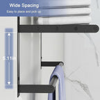Bathroom Shelf with Towel Bar, 16" Metal Towel Racks for Bathroom Wall Mounted, Rustproof Towel Rack with Shelf Shower Towel Holder Apartment Essentials Bathroom Accessories - Black