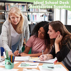 Marspark Sage Green Office Desk Accessories 12 Pcs Office Supplies Set 360° Rotating Pen Holder, Stapler, Tape Dispenser, Scissor, Sticky Notes, Binder Clips, Desk Organizers Gift for Home School