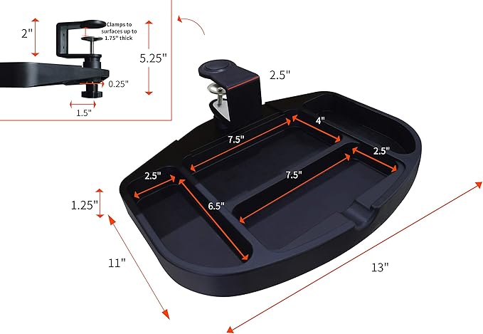 ApexDesk Clamp-On Under Desk 360-Degree Swivel Drawer - Perfect Office Storage Accessory For Your Existing Standing Desk (Clamp-On Desk Drawer - Black)