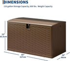 Garvee 120 gallon Waterproof Outdoor Storage Box, Lockable Plastic Deck Box with Lid, Patio Storage Bin for Pool, Garden Tools, Backyard, Porch, All-Weather Protection, Brown
