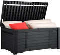 YITAHOME 150 Gallon Large Outdoor Storage Deck Box, Waterproof Cushion Storage Bench with Lockable Lid for Patio, Pool Supplies, Garden Tools, Resin, Black