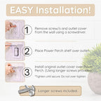 BeraTek Power Perch Wall Outlet Shelf | Declutter & Reclaim Counter Space | Bedroom & Bathroom Organizing Shelves | Alexa Echo Dot Holder, Router Shelf, Holds Electric Toothbrush | Gray, 1-Pack