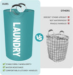 StorageRight 90L Large Laundry Basket, Laundry Hamper, Dirty Clothes Hamper for Laundry, Collapsible, Waterproof Laundry Baskets with Foam Protected Aluminum Handles for Laundry, Dorm, Family (Green)