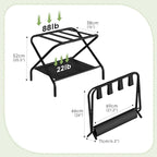 Set of 2 Luggage Rack for Guest Room, Folding Suitcase Stand with Shoe Shelf, Steel Portable Luggage Stand Bedroom, Hotel, Easy Assembly, Hold up to 110 lb, Black