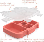 Bentgo® Kids Tray with Transparent Cover - Reusable, BPA-Free, 5-Compartment Meal Prep Container with Built-In Portion Control for Healthy, At-Home Meals & On-the-Go Lunches (Coral)