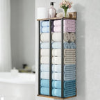 Towel Racks for Bathroom Wall Mounted, Upgraded Bathroom Towel Holder Bath Storage Rack for Rolled Towel, Small Towels, Folded Towels, Rustic Organizer Rack with Shelf, 34Inch
