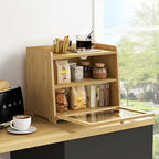 Bamboo Bread Box for Kitchen Countertop, Wooden Kitchen Counter Organizers and Storage for Bread, Coffee, Spices, Snacks, Wood Vintage Breadbox Container for Cabinet, Bedroom, Bathroom