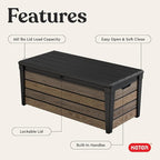 Keter Everwood 120 Gallon Resin Signature Collection Large Outdoor Storage Box for Patio Furniture, Outdoor Cushions, Garden Tools and Pool Gear, Walnut
