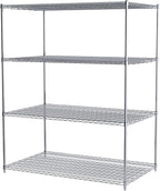 Akro-Mils AWP74UPRIGHT 74-Inch NSF Certified Industrial Grade Chrome Wire Shelf System Upright Leg Post Poles, (4 Pack), Silver