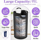 2Pcs 95L Collapsible Laundry Basket for Men, Tall Laundry Basket with Handles, Dirty Clothes Hamper in 600D Oxford Fabric, Freestanding Clothes Hampers for Bedroom, Dorm, Navy Blue + Black