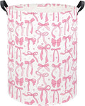 Baby Laundry Basket Kids Hamper Toy Storage Bin for Boys Room Decor Baby Nursery Hamper Gift Baskets for Bedroom Bathroom(Pink Bowknot)