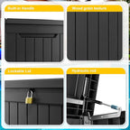 280 Gallon Large Deck Box,Resin Outdoor Storage Box with Lockable for Patio Furniture, Garden Tools Waterproof Outside Storage Box, Black