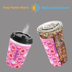Reusable Neoprene Insulator Sleeve for Iced Coffee & Cold Soda, Coffee Sleeves for Iced & Hot Drinks, Cold Beverage Cooler Compatible with Starbucks, Dunkin (Bow Halloween, Small: 16-18oz)