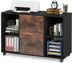 LITTLE TREE 2 Drawer File Cabinet Large Mobile Lateral Filing Cabinet Letter Size for Home Office, Rustic Brown
