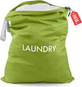 WiseBoy Laundry Bag, 23.6x35 inch Oversized Laundry Bags, Travel Laundry Bag Dirty Clothes Organizer, Nylon Wet Dry Storage Bag for College Dorm, Camping, Caravan, Green