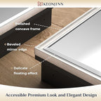 Keonjinn 16" x 24" Medicine Cabinets with Mirror for Bathroom, Brushed Nickel Recessed or Surface Wall-Mounted Aluminum Alloy Framed Beveled Mirror, Farmhouse Bathroom Mirror with Storage Cabinet