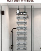 Hanging Towel Racks for Bathroom No Drill - Over The Door 8-Tier Bath Towel Storage Organizer for Small Bathrooms - Back Door Large Tiered Towel Holder Hanger for Rolled Towels RV Camper BLACK