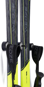 Ski Wall Mount Hanger – Edge-Safe Skis Storage, Modern Floating Vertical Rack, Clip Hook Gravity Grip Holder to Securely Store, Hang & Display for Skiing, Gear Organizer