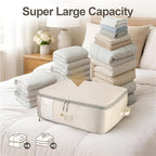 Comforter Storage Bag - 2-Layer Self Compression Organizer, 4-Pack Closet Organizers and Storage, Under Bed Space Saver, Blanket Organizer for Bedding, Pillow, Sheet, Clothes, Nursery Use
