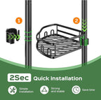 HAMITOR Shower Caddy Tension Pole: Rustproof Quick Install Corner Bathroom Organizer Shelf on Floor for Renters - 4-Tier Large Capacity Storage Rack with Soap Holder for Apartment -47-121 Inch/Black