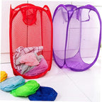 Foldable Pop Up Mesh Laundry Hamper with Side Pocket and Handles Breathable Clothes Basket for College Dorm Apartments Camping Easy Open and Flat Fold Storage Sky Blue