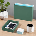 Poppin Stackable Medium Accessory Tray - Modular Lacquer Desk Trays for Office Organization, Color-Coordinated Office Supplies for Desk, Paper Trays (Sage, Medium Accessory)
