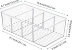 Vtopmart 2 Pack Food Storage Organizer Bins, Clear Plastic Bins for Pantry, Kitchen, Fridge, Cabinet Organization and Storage, 4 Compartment Holder Packets, Snacks, Pouches, Spice Packets