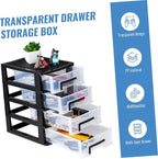 Angoily 4 Drawer Desk Organizer, Plastic Home Office Storage Organizer, Makeup Organizer Storage Station Cube, Cosmetics Jewelry Storage Box, 4 Drawer for Bathroom, Desk, Office (8.31x5.98x9.92 Inch)