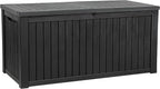 YITAHOME 180 Gallon XL Deck Box Large Outdoor Storage w/Divider for Patio Furniture,Outdoor Cushions, Garden Tools, Sports Equipment and Pool Supplies, Waterproof, Resin, Lockable, Black