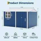 10x8 FT Outdoor Storage Shed, 450 Cu Ft Weather Resistant Garden Shed with Gable Roof & Grid Window, Multi-Use Shed for Bikes, Lawn Mowers, Patio Supplies & Pet Shelter