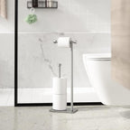 Umbra Cappa Toilet Paper Stand with Reserve, Free-Standing Storage Solution for Bathroom, Nickel