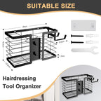 FUNKYLEE Hair Tool Organizer Hair Dryer Holder, 3 in 1 Metal Bathroom Blow Dryer Organizer Wall Mount for Flat Iron, Curling Iron, Straightener, Styling Tools Storage and Organizer (Black)-2pcs